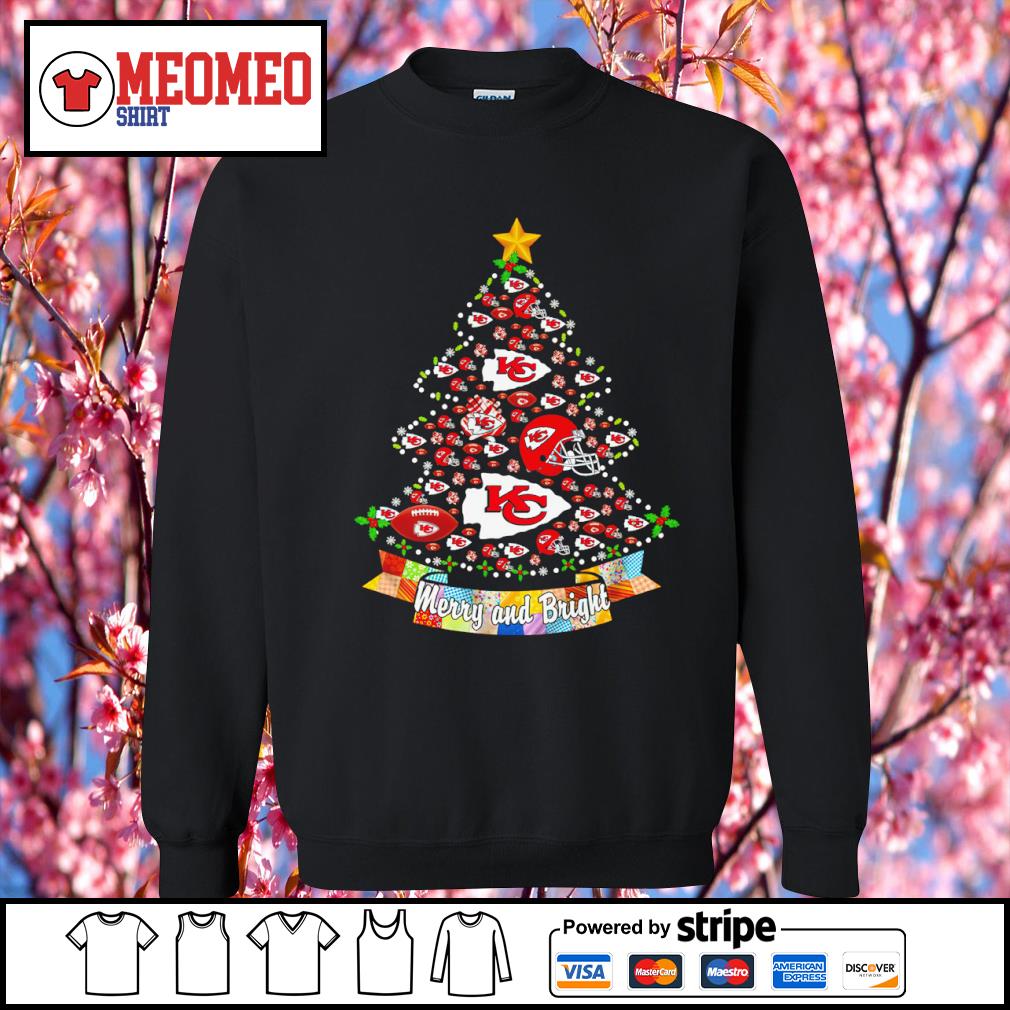 Official Kansas city Chiefs Christmas tree merry and bright T